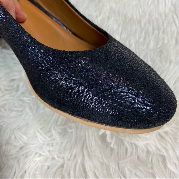 Enjoiya eleganza navy metallic shimmery closed toe pumps heels size 38/7.5 - Picture 4 of 8